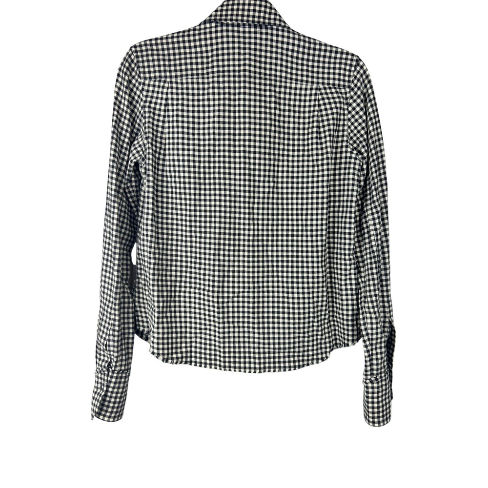 Helmut Lang Gingham Cotton Wool Snap Button Down Shirt Black White Small - Picture 2 of 10